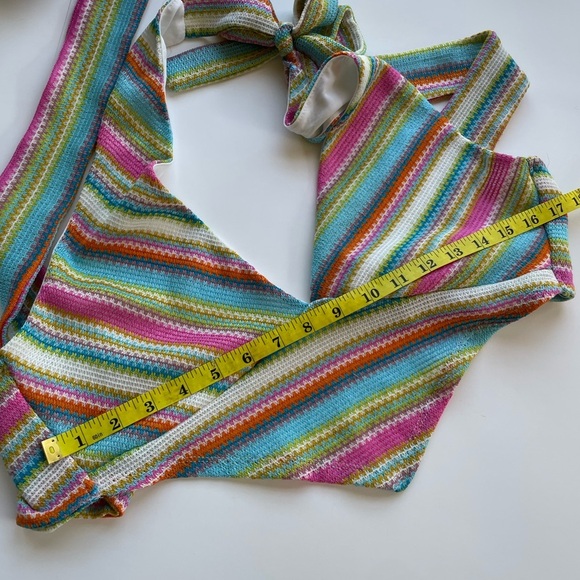 Crochet Knit Halter Multi Crop Top KENDALL + KYLIE Size Medium - Picture 5 of 5
